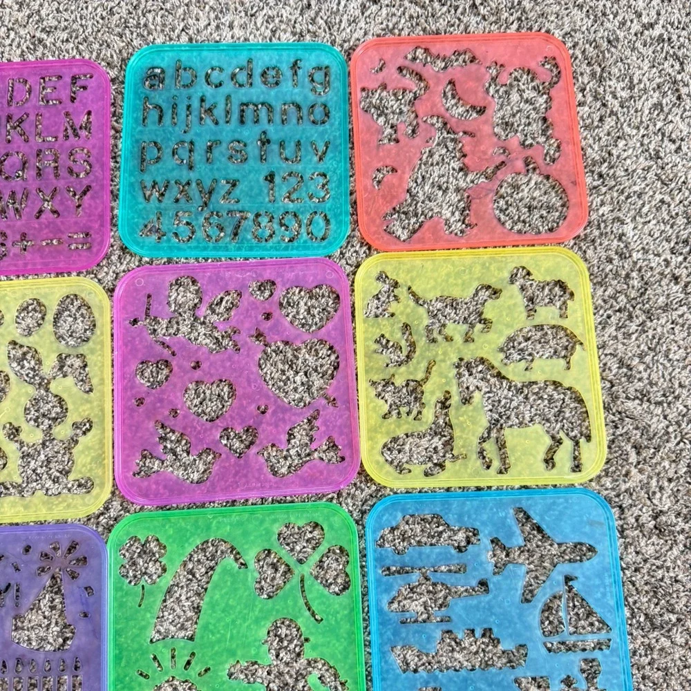 Vintage Tupperware Stencils Rub On Transfers Lot of 12 Kids Craft Art MultiColor